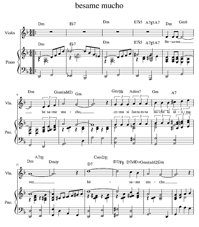 Besame mucho - Ноты для скрипки и фортепиано 1