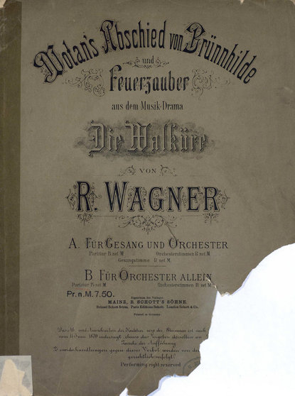 Wotan's Abschied von Brunnhilde u. Feuerzauber aus dem Musik-Drama "Die Walkure" v. R. Wagner - ноты