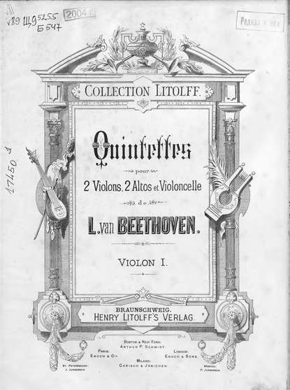 Quintette pour 2 Violons, 2 Altos, et Violoncelle de L. van Beethoven - ноты