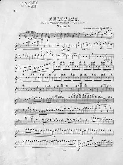 Quartette Ор. 51, № 1 fur 2 Violinen, Bratsche und Violoncell - ноты