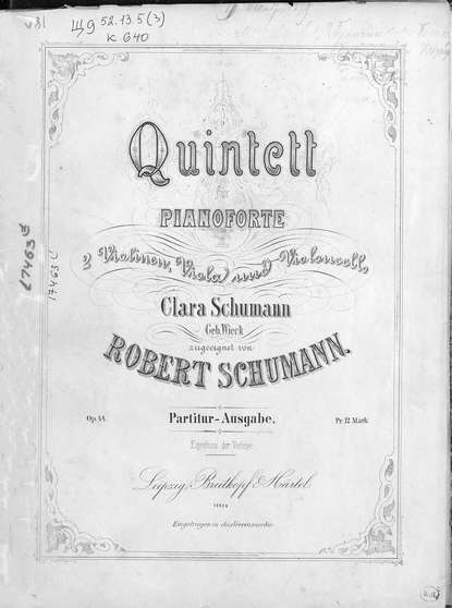 Quintett fur Pianoforte, 2 Violinen, Viola und Violoncello von Robert Schumann - ноты