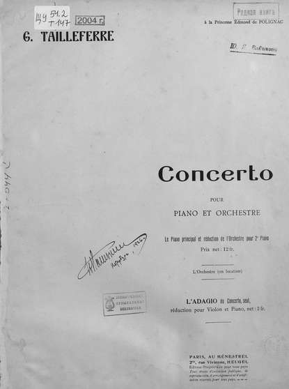 Concerto pour Piano et Orchestre - ноты