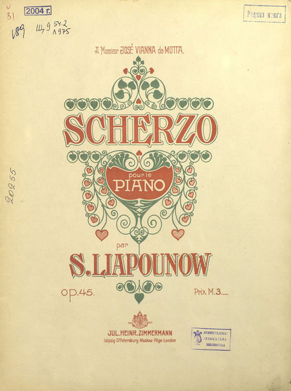 Scherzo pour le piano par S. Liapunow - ноты