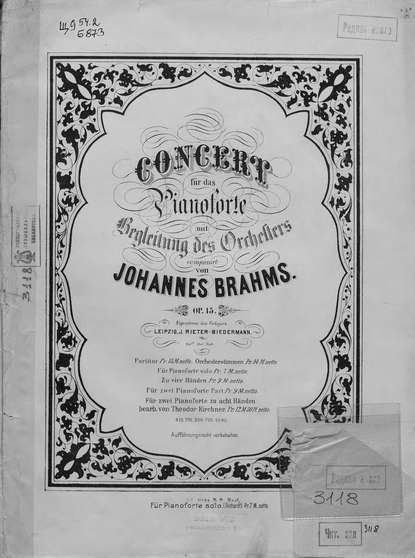 Concert fur das Pianoforte mit Begleitung des Orchesters, comp. v. Johannes Brahms - ноты