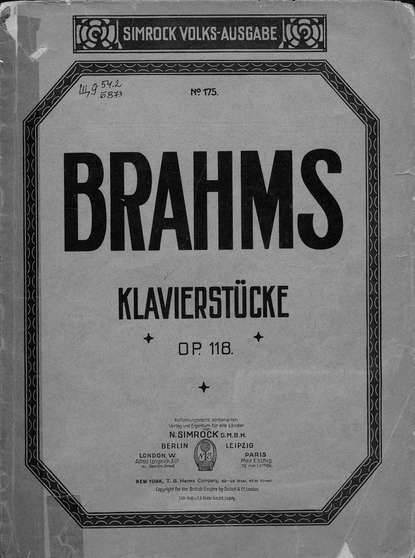 Sechs Klavierstucke v. J. Brahms - ноты