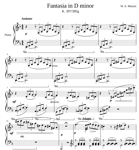 Fantasia in D minor K. 397/385g