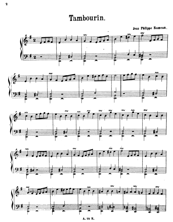 ноты для фортепиано тамбурин рамо