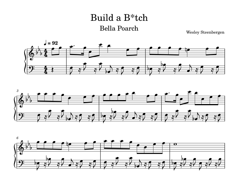Build a bitch – Bella Poarch - ноты