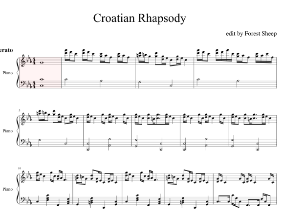 хорватская рапсодия ноты для фортепиано