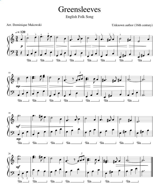 английские песни ноты для фортепиано