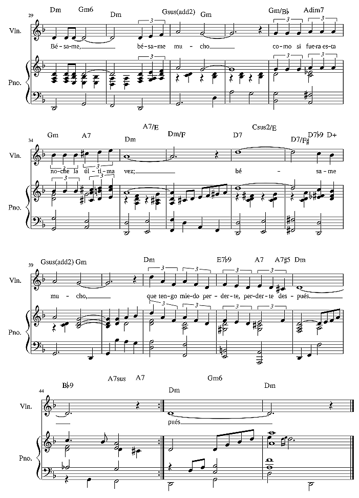 Besame mucho - Ноты для скрипки и фортепиано 3