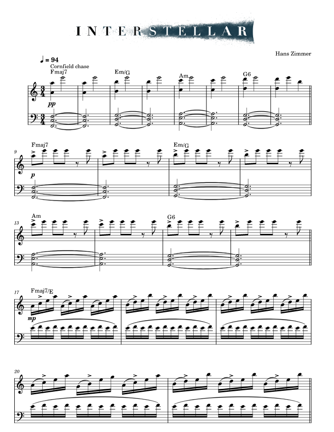 cornfield chase ноты для фортепиано