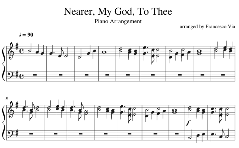 Nearer My God To Thee ноты для фортепиано из фильма титаник