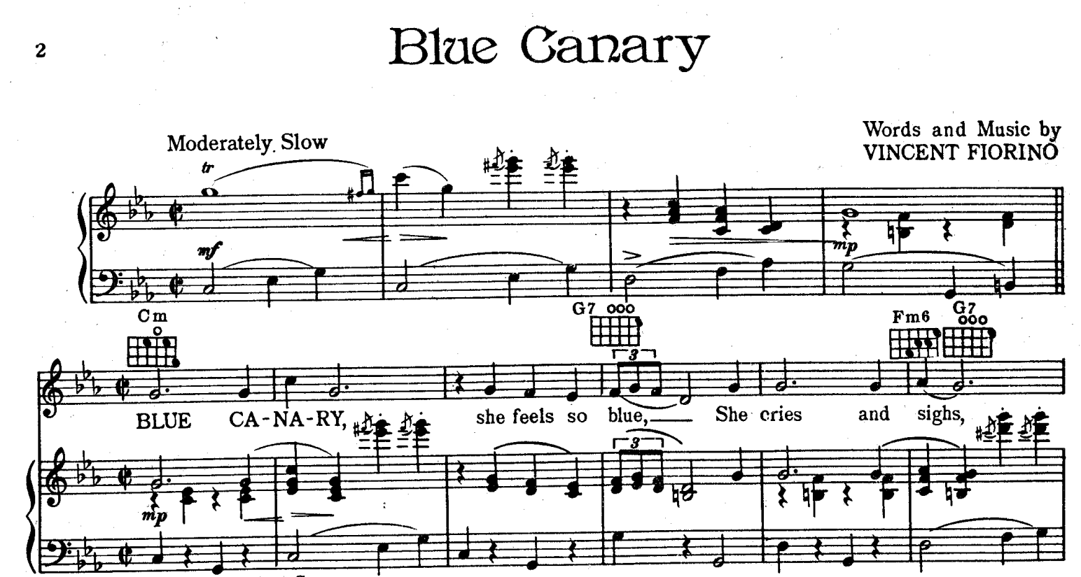 ноты голубая канарейка для голоса и фортепиано