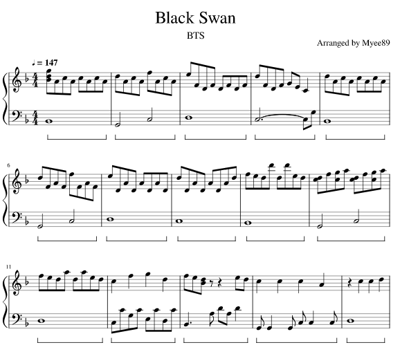 bts black swan скачать ноты для фортепиано