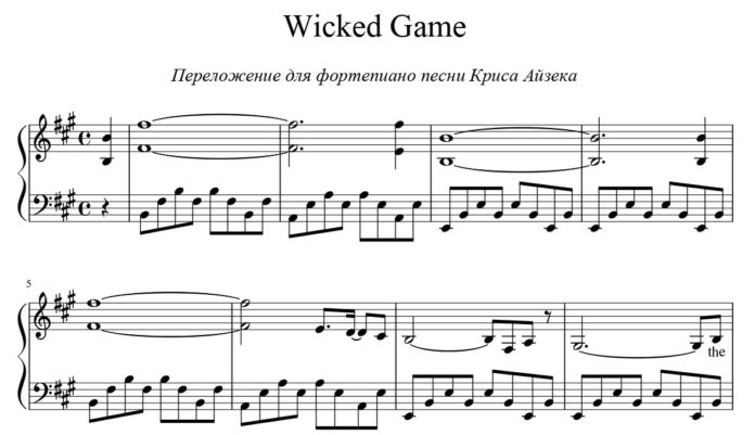 Крис азек wicked games ноты