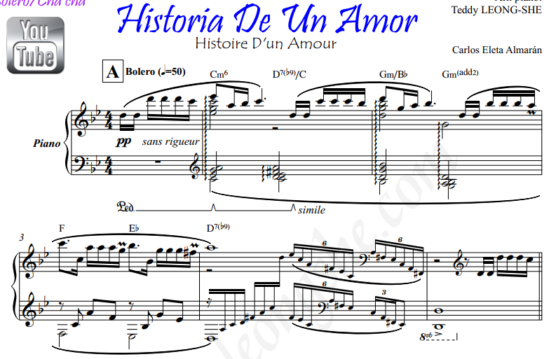 historia de un amor giovanni marradi ноты для фортепиано