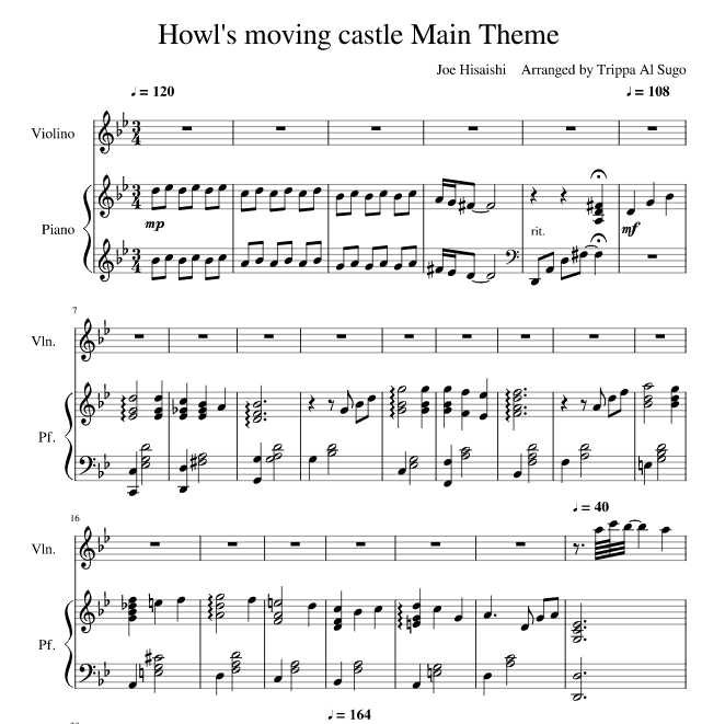 Howl's moving castle ноты