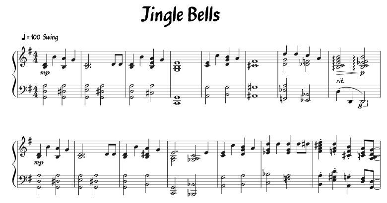 джингл белс ноты для фортепиано - джазовая версия