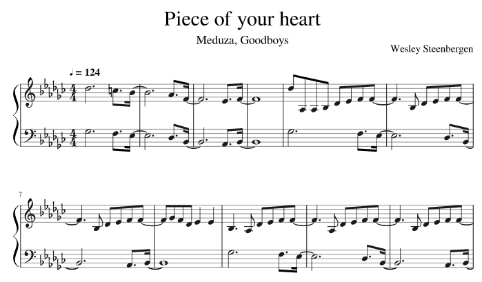 Piece of your heart - ноты для фортепиано