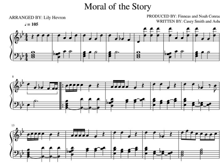moral of the story ноты для фортепиано