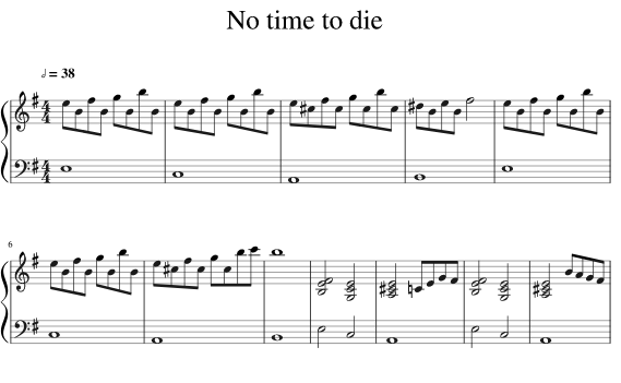 No time to die ноты для фортепиано