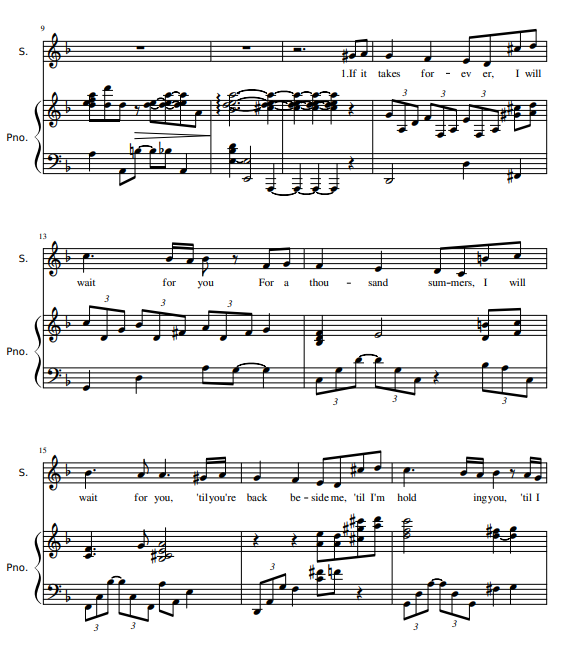 фрагмент ноты шербурские зонтики для голоса и фортепиано