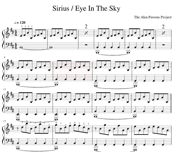 sirius eyes in memory ноты для фортепиано