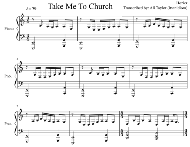 take me to church ноты для фортепиано скачать