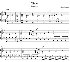 образец нот time для фортепиано